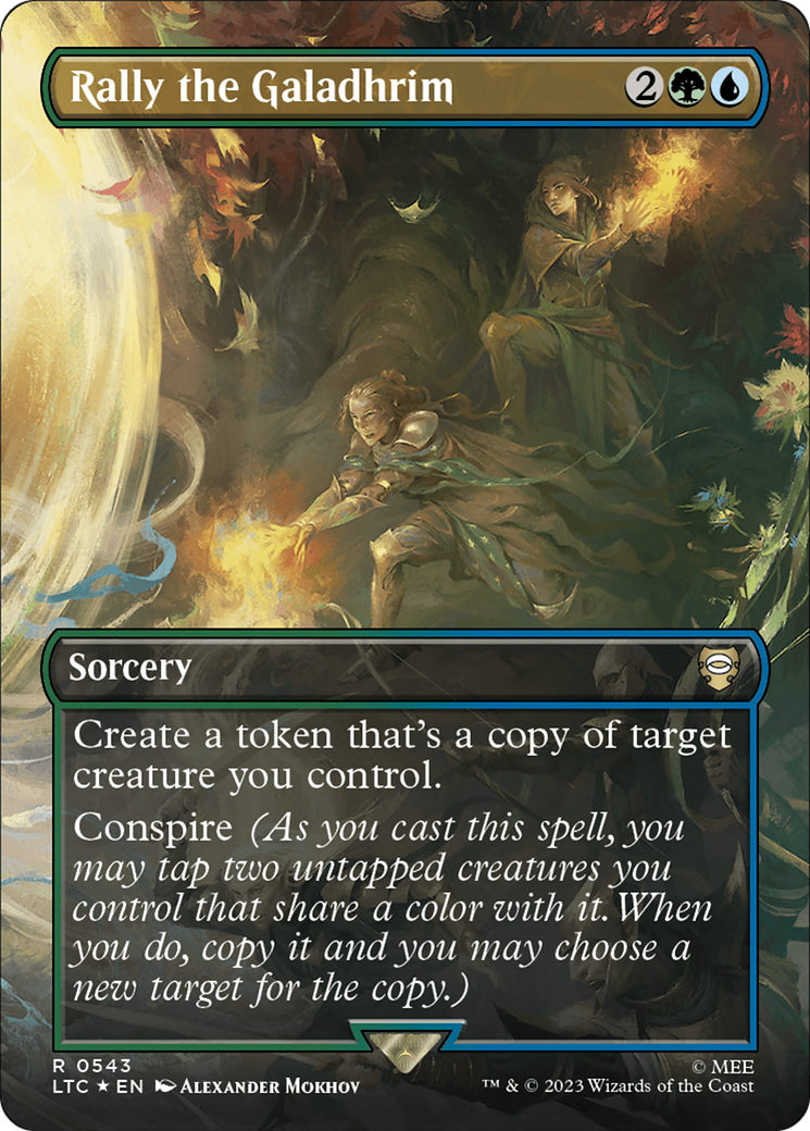 Rally the Galadhrim (Borderless) (Surge Foil) [The Lord of the Rings: Tales of Middle-Earth Commander] | North Game Den