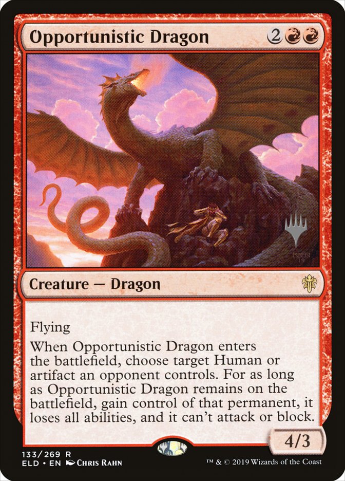 Opportunistic Dragon (Promo Pack) [Throne of Eldraine Promos] | North Game Den