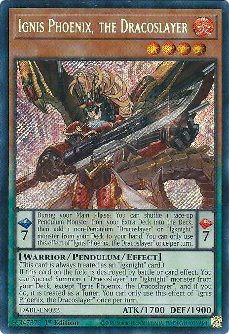 Ignis Phoenix, the Dracoslayer [DABL-EN022] Secret Rare | North Game Den