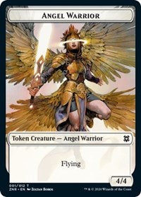 Angel Warrior // Construct Double-sided Token [Zendikar Rising Tokens] | North Game Den