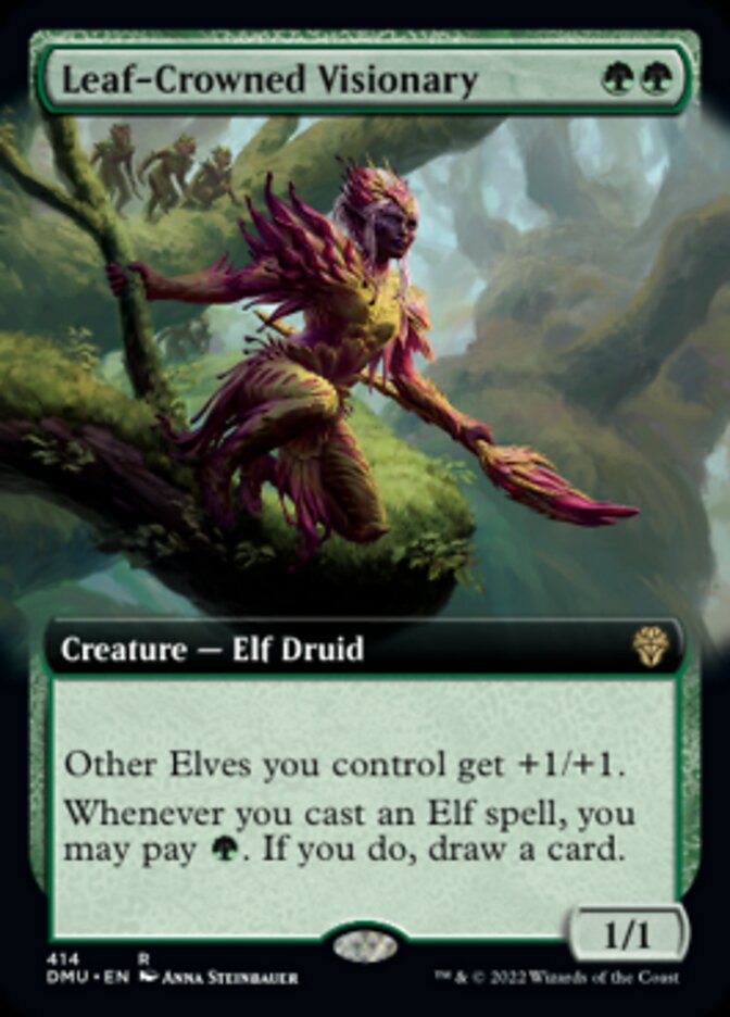 Leaf-Crowned Visionary (Extended Art) [Dominaria United] | North Game Den