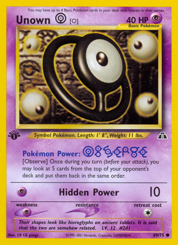 Unown [O] (69/75) [Neo Discovery 1st Edition] | North Game Den