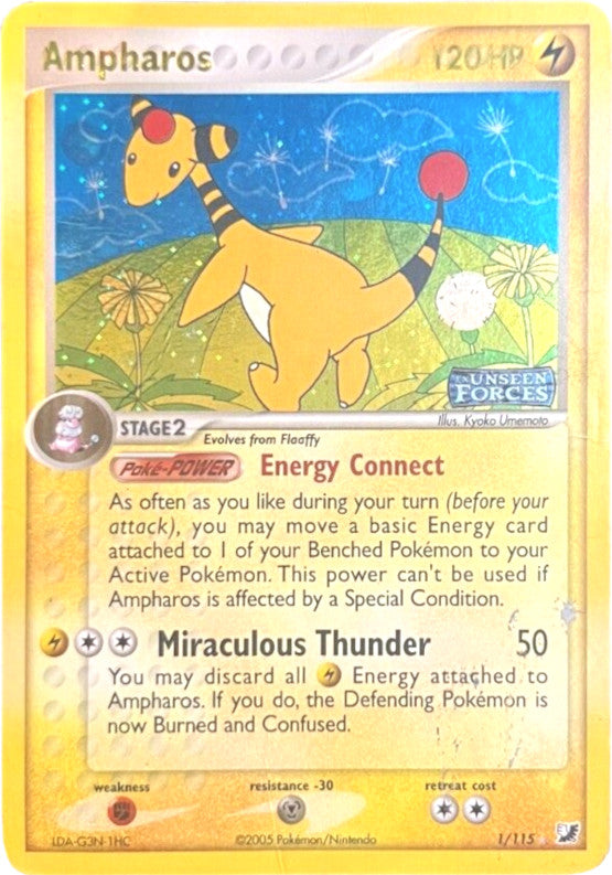 Ampharos (1/115) (Stamped) [EX: Unseen Forces] | North Game Den