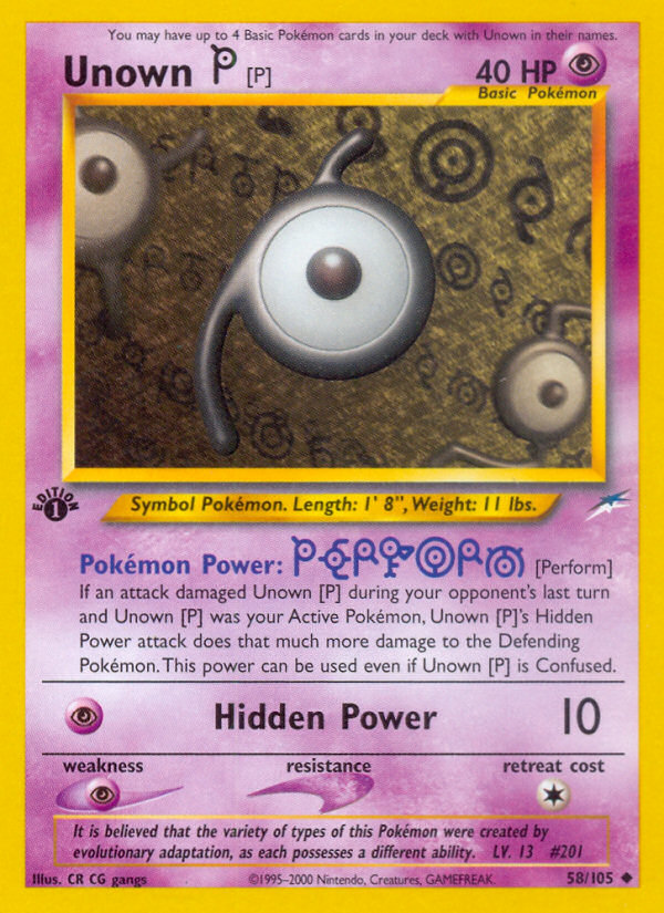 Unown [P] (58/105) [Neo Destiny 1st Edition] | North Game Den