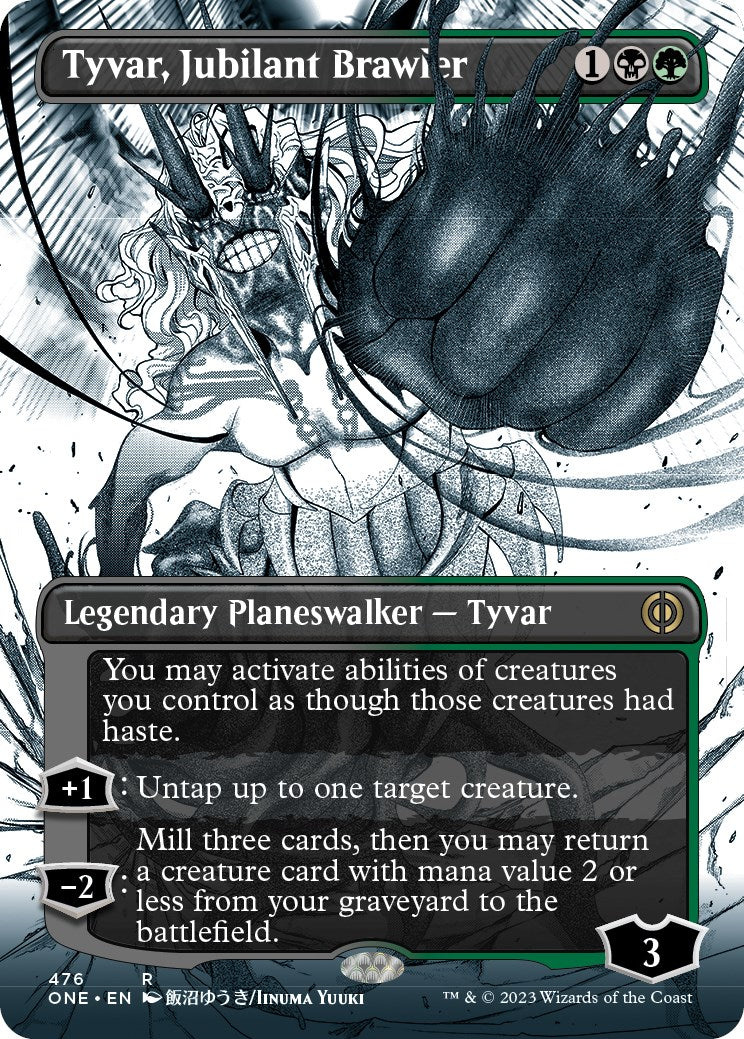 Tyvar, Jubilant Brawler (Borderless Manga Step-and-Compleat Foil) [Phyrexia: All Will Be One] | North Game Den