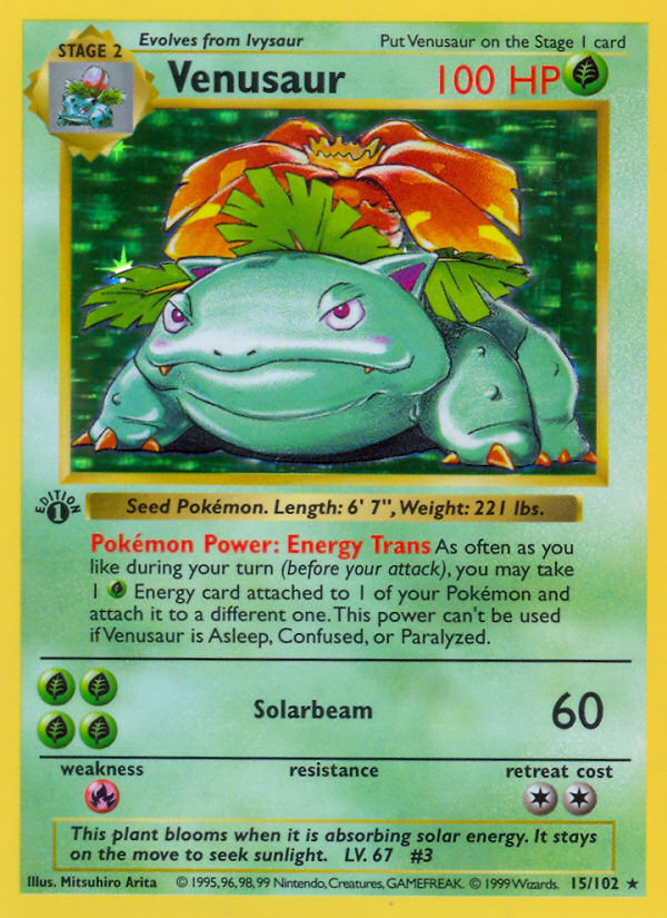 Venusaur (15/102) (Shadowless) [Base Set 1st Edition] | North Game Den