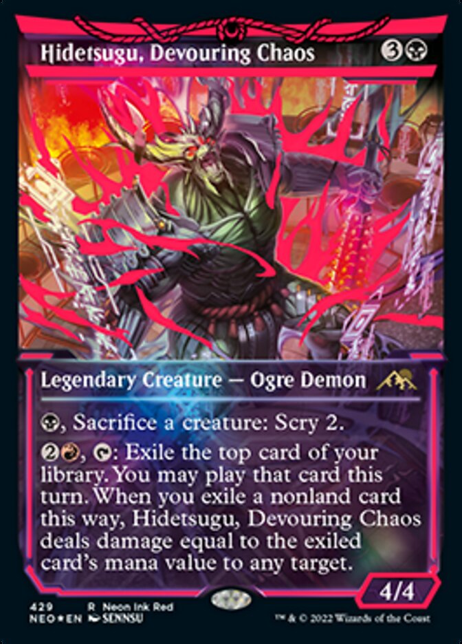 Hidetsugu, Devouring Chaos (Neon Ink Red) [Kamigawa: Neon Dynasty] | North Game Den