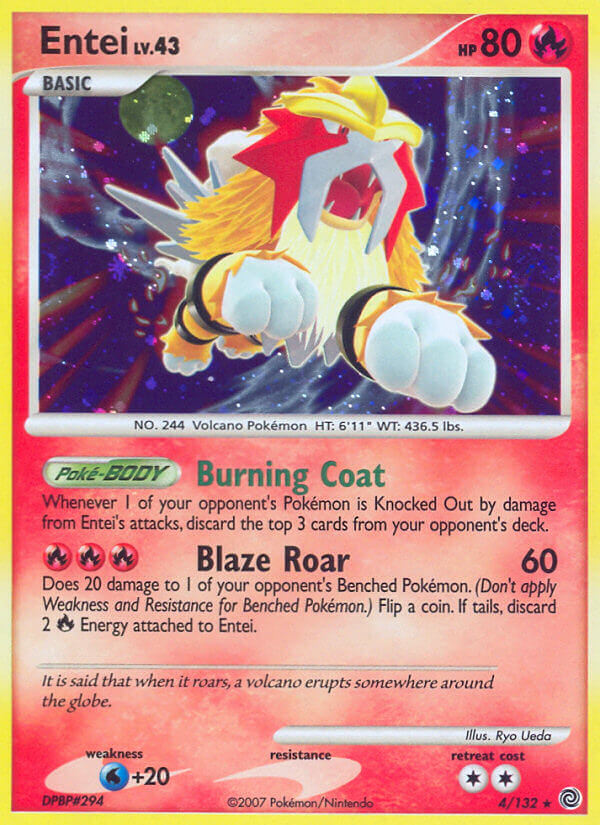 Entei (4/132) (Cracked Ice Holo) [Diamond & Pearl: Secret Wonders] | North Game Den