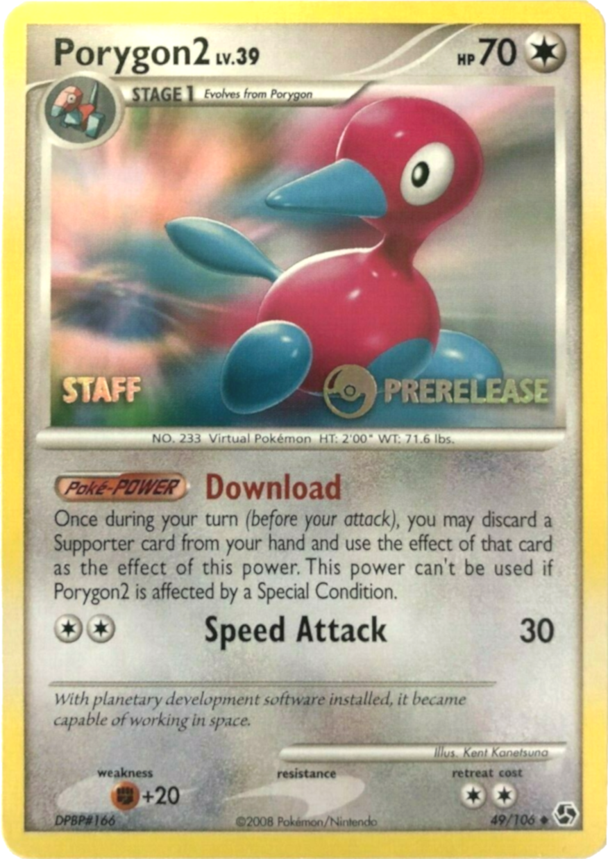 Porygon2 (49/106) (Staff Prerelease Promo) [Diamond & Pearl: Black Star Promos] | North Game Den