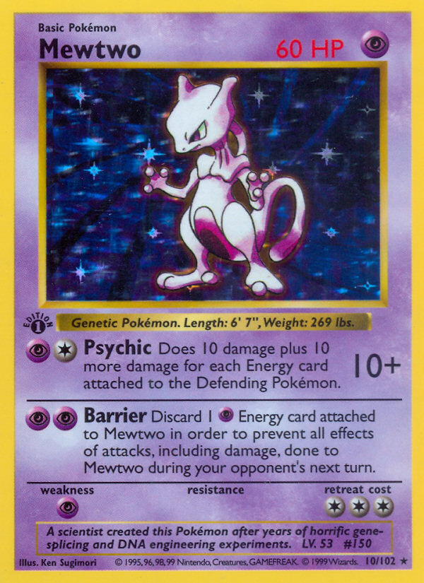 Mewtwo (10/102) (Shadowless) [Base Set 1st Edition] | North Game Den