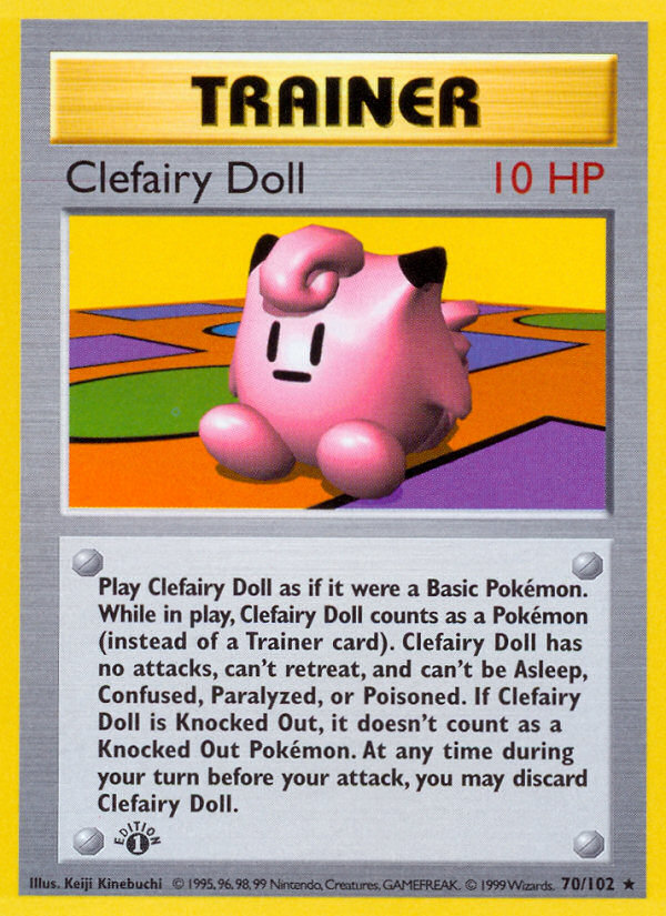 Clefairy Doll (70/102) (Shadowless) [Base Set 1st Edition] | North Game Den