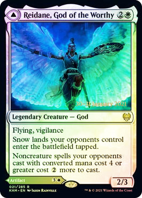 Reidane, God of the Worthy // Valkmira, Protector's Shield  [Kaldheim Prerelease Promos] | North Game Den