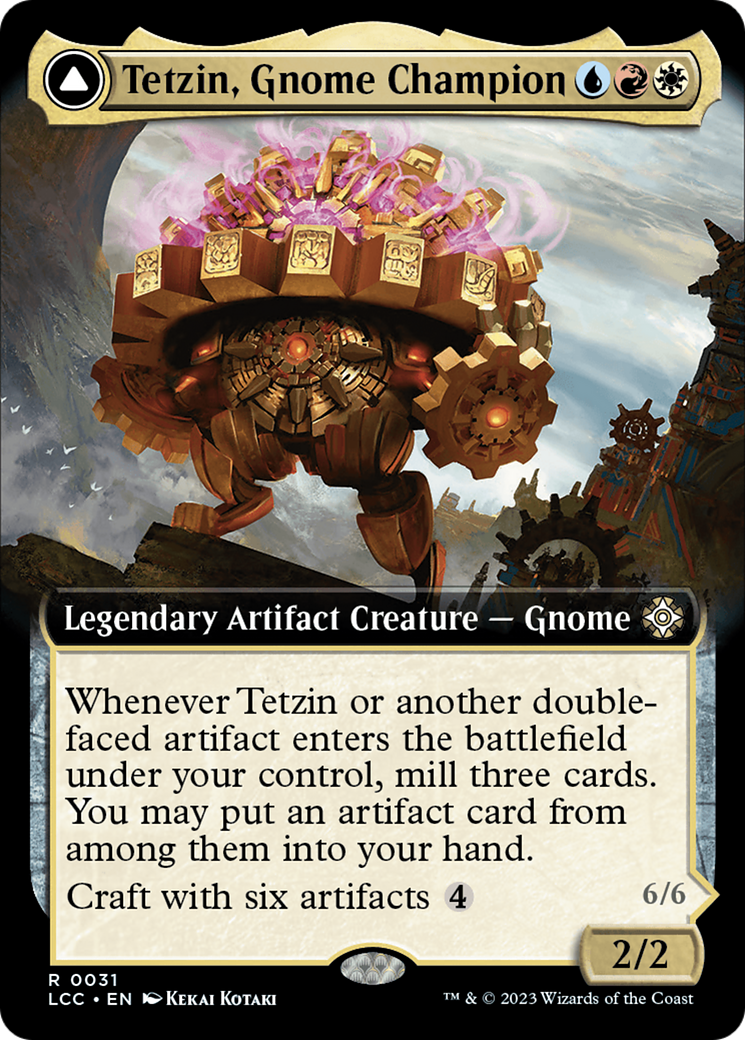 Tetzin, Gnome Champion // The Golden-Gear Colossus (Extended Art) [The Lost Caverns of Ixalan Commander] | North Game Den