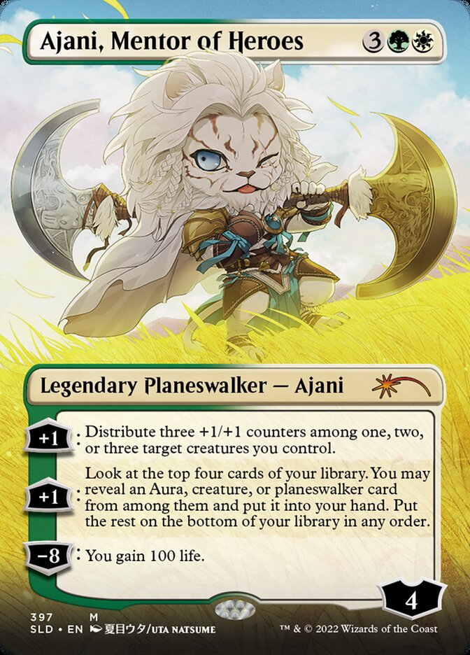 Ajani, Mentor of Heroes (Borderless) [Secret Lair Drop Series] | North Game Den