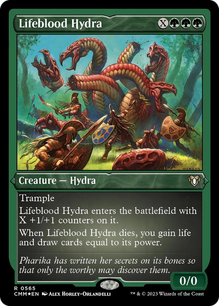 Lifeblood Hydra (Foil Etched) [Commander Masters] | North Game Den
