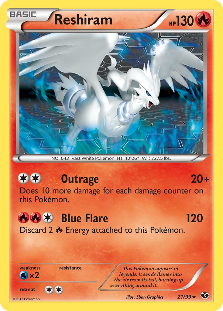 Reshiram (21/99) (Theme Deck Exclusive) [Black & White: Next Destinies] | North Game Den