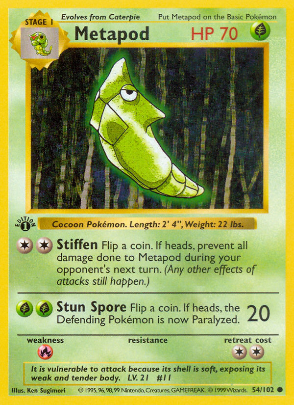 Metapod (54/102) (Shadowless) [Base Set 1st Edition] | North Game Den