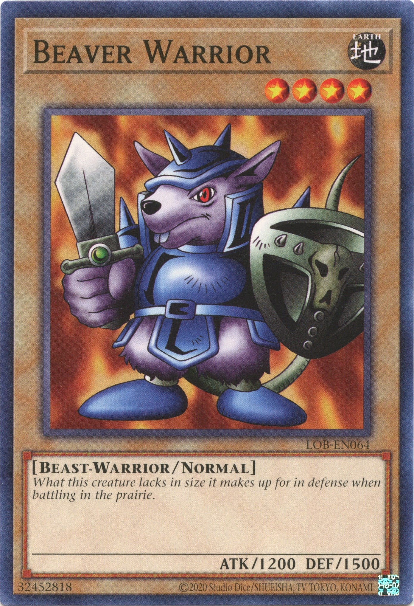 Beaver Warrior (25th Anniversary) [LOB-EN064] Common | North Game Den