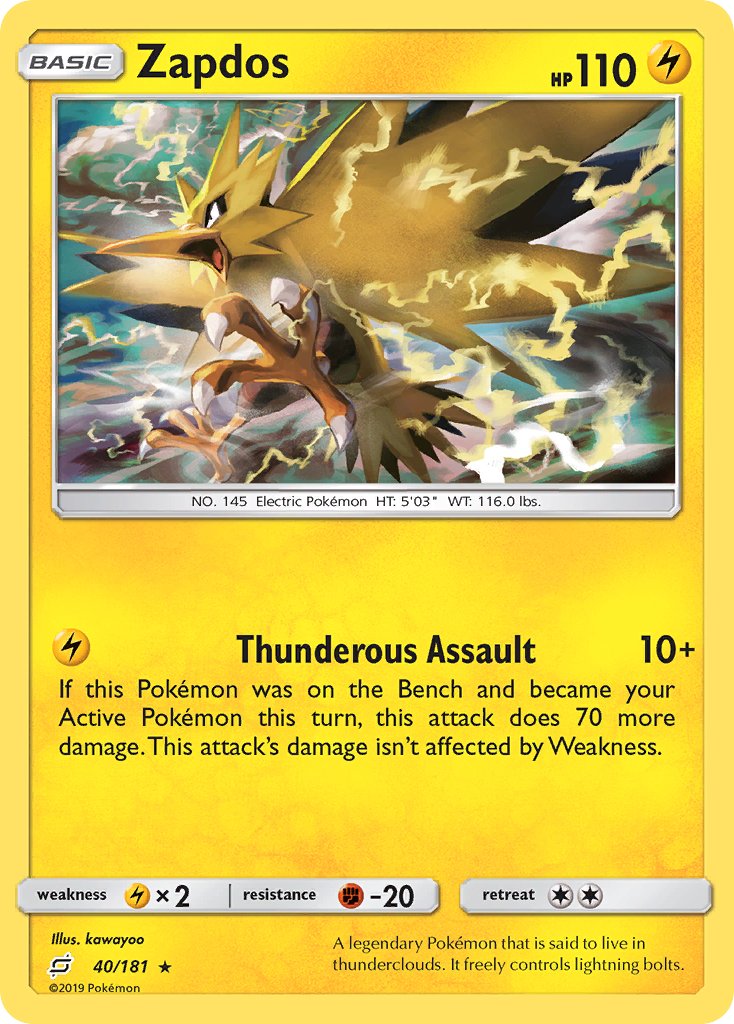 Zapdos (40/181) (Theme Deck Exclusive) [Sun & Moon: Team Up] | North Game Den
