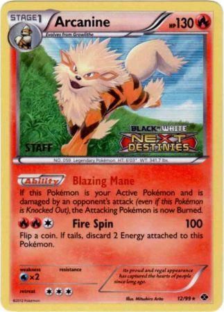 Arcanine (12/99) (Staff Prerelease Promo) [Black & White: Black Star Promos] | North Game Den