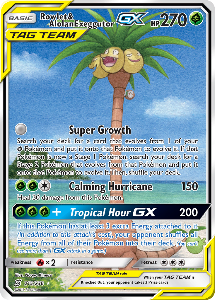 Rowlet & Alolan Exeggutor GX (215/236) [Sun & Moon: Unified Minds] | North Game Den