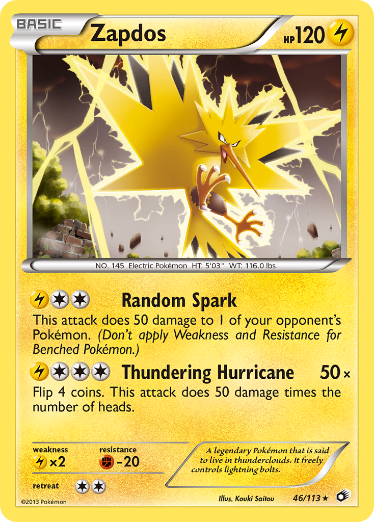 Zapdos (46/113) (Theme Deck Exclusive) [Black & White: Legendary Treasures] | North Game Den