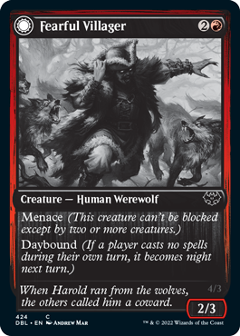 Fearful Villager // Fearsome Werewolf [Innistrad: Double Feature] | North Game Den