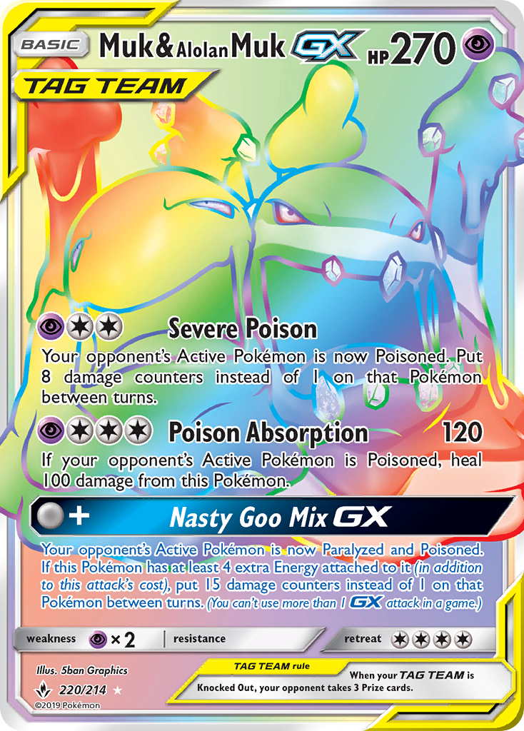 Muk & Alolan Muk GX (220/214) [Sun & Moon: Unbroken Bonds] | North Game Den