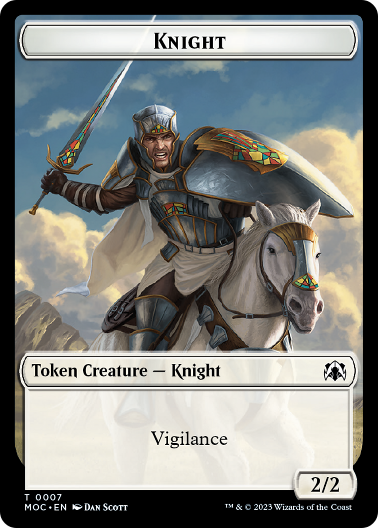 Knight (7) // Spirit (14) Double-Sided Token [March of the Machine Commander Tokens] | North Game Den