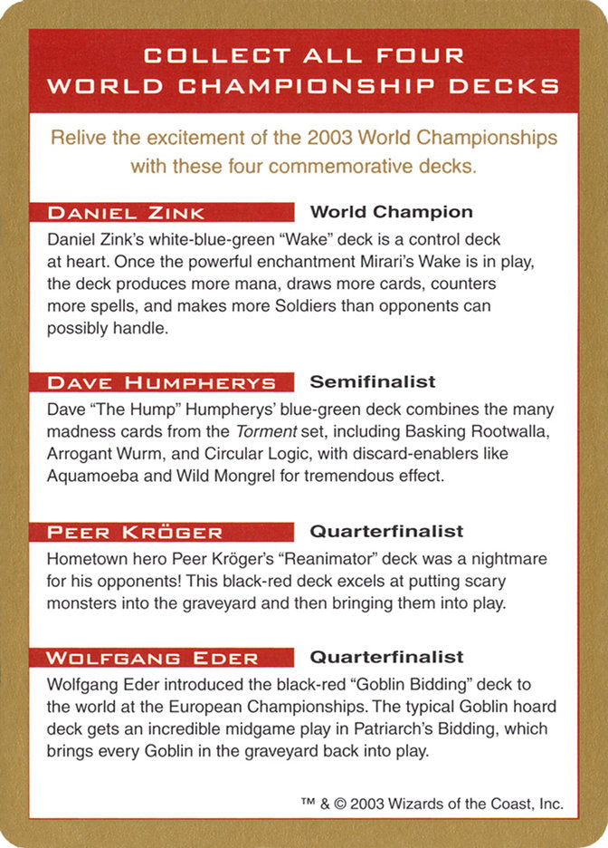 2003 World Championships Ad [World Championship Decks 2003] | North Game Den