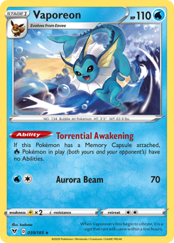 Vaporeon (030/185) [Sword & Shield: Vivid Voltage] | North Game Den