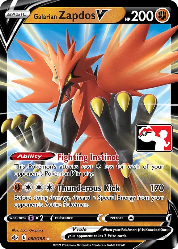 Galarian Zapdos V (080/198) [Prize Pack Series One] | North Game Den
