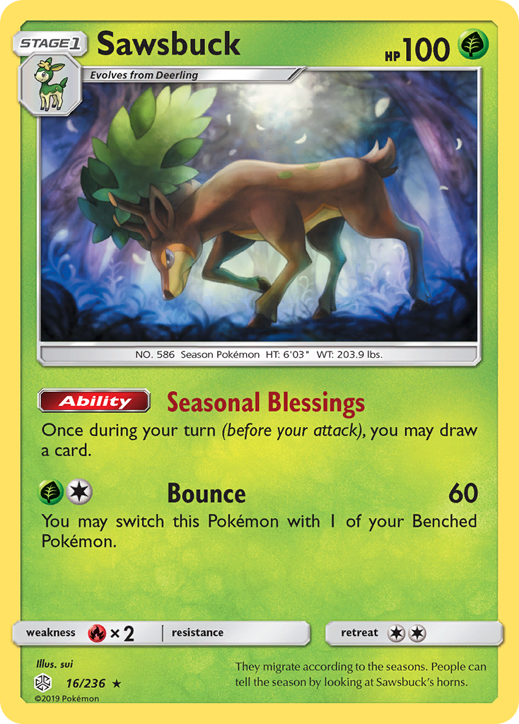 Sawsbuck (16/236) [Sun & Moon: Cosmic Eclipse] | North Game Den