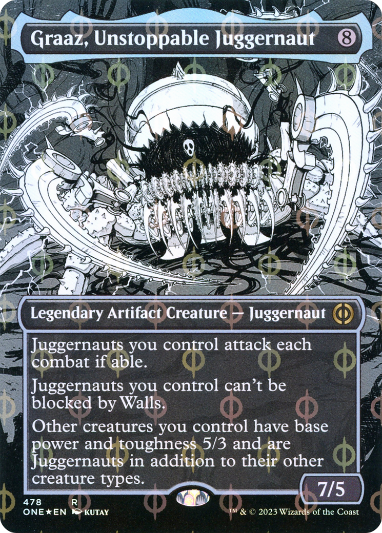 Graaz, Unstoppable Juggernaut (Borderless Manga Step-and-Compleat Foil) [Phyrexia: All Will Be One] | North Game Den