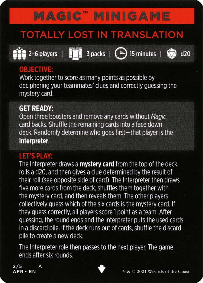 Totally Lost in Translation (Magic Minigame) [Dungeons & Dragons: Adventures in the Forgotten Realms Minigame] | North Game Den