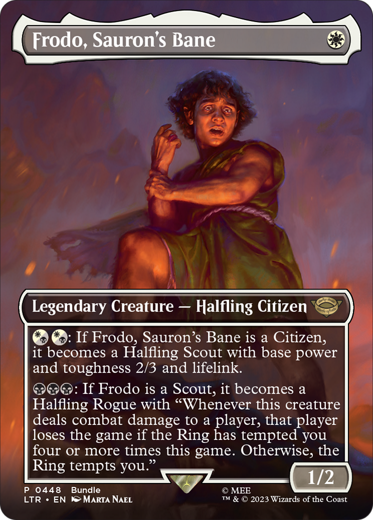 Frodo, Sauron's Bane (Borderless Alternate Art) [The Lord of the Rings: Tales of Middle-Earth] | North Game Den