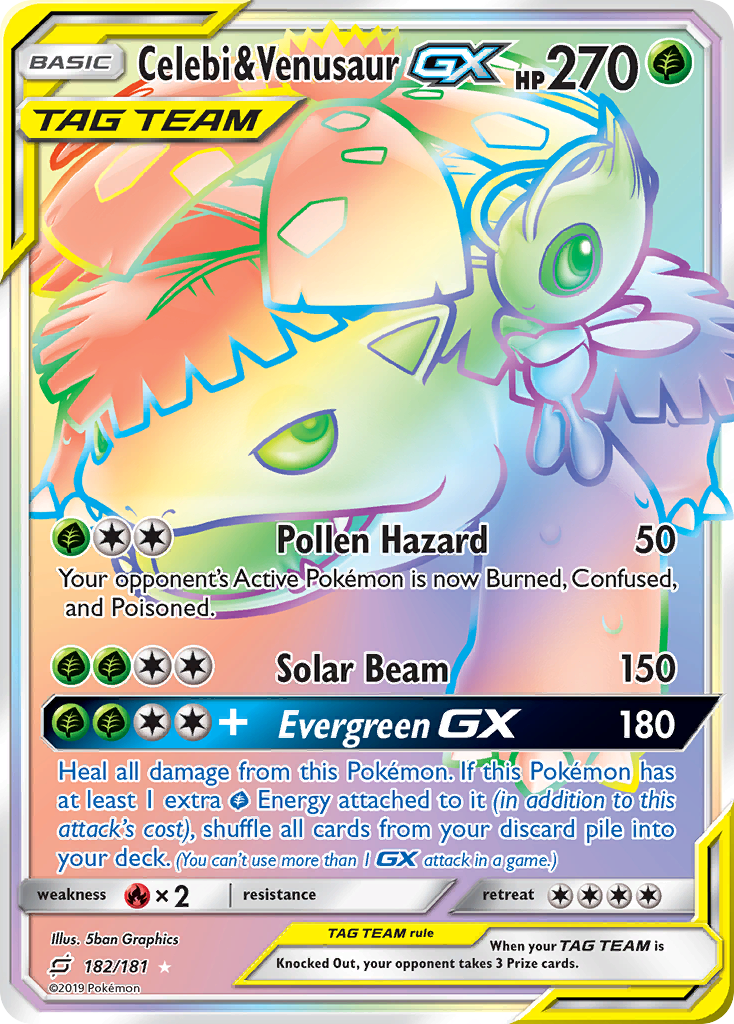 Celebi & Venusaur GX (182/181) [Sun & Moon: Team Up] | North Game Den