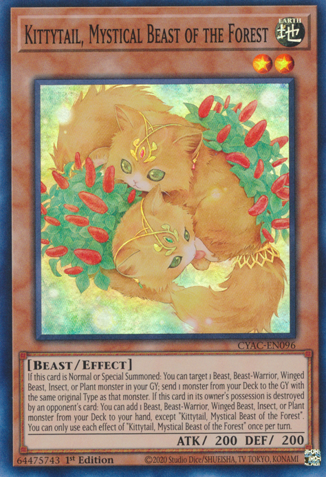 Kittytail, Mystical Beast of the Forest [CYAC-EN096] Super Rare | North Game Den