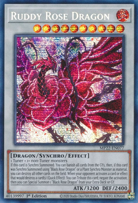Ruddy Rose Dragon [MP22-EN077] Prismatic Secret Rare | North Game Den