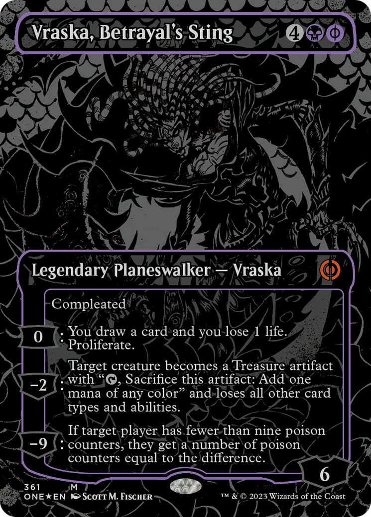 Vraska, Betrayal's Sting (Oil Slick Raised Foil) [Phyrexia: All Will Be One] | North Game Den