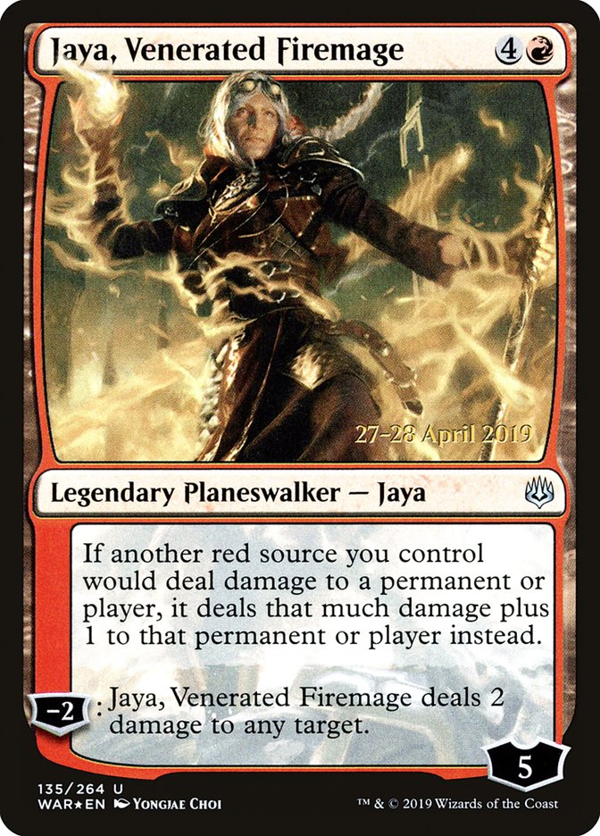 Jaya, Venerated Firemage  [War of the Spark Prerelease Promos] | North Game Den