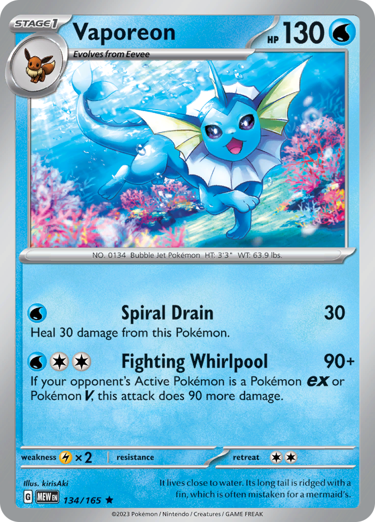 Vaporeon (134/165) [Scarlet & Violet: 151] | North Game Den