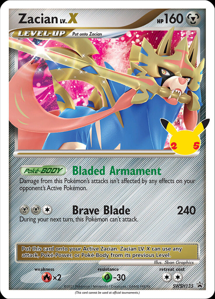 Zacian LV.X (SWSH135) (Celebrations) [Sword & Shield: Black Star Promos] | North Game Den