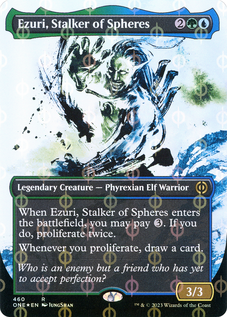 Ezuri, Stalker of Spheres (Borderless Ichor Step-and-Compleat Foil) [Phyrexia: All Will Be One] | North Game Den