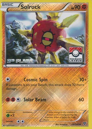 Solrock (64/146) (2nd Place League Challenge Promo) [XY: Base Set] | North Game Den