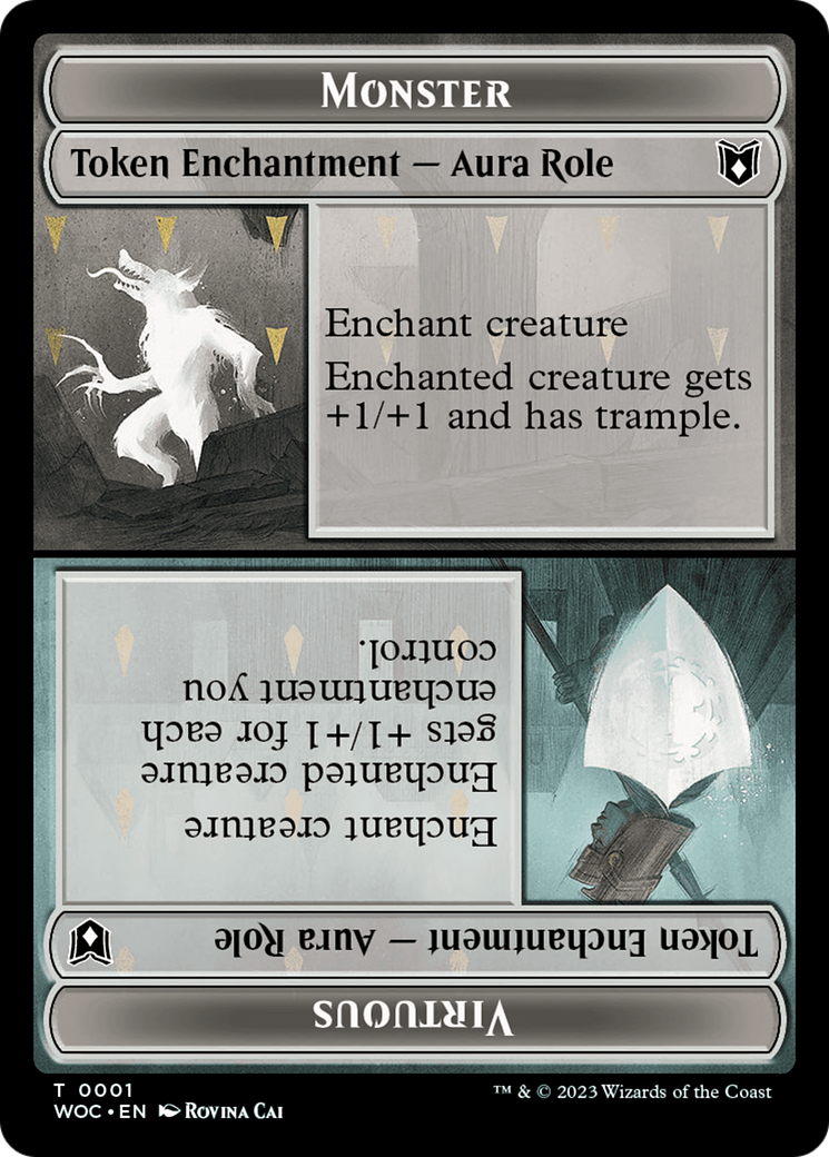 Copy // Monster Role / Virtuous Role Double-Sided Token [Wilds of Eldraine Commander Tokens] | North Game Den