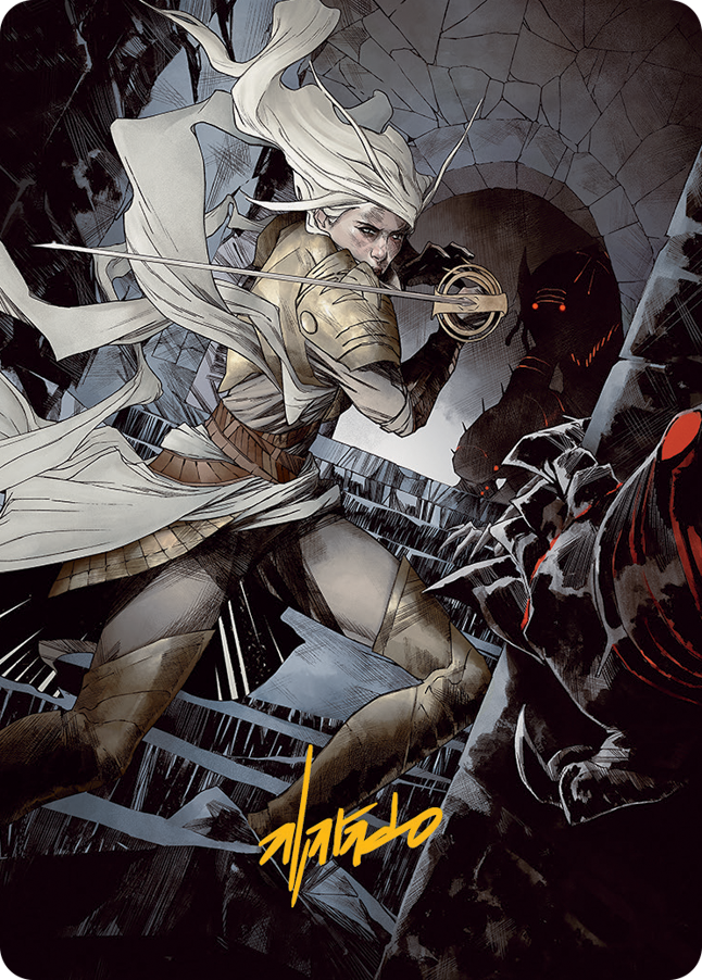 Thalia, Guardian of Thraben Art Card (Gold-Stamped Signature) [March of the Machine Art Series] | North Game Den