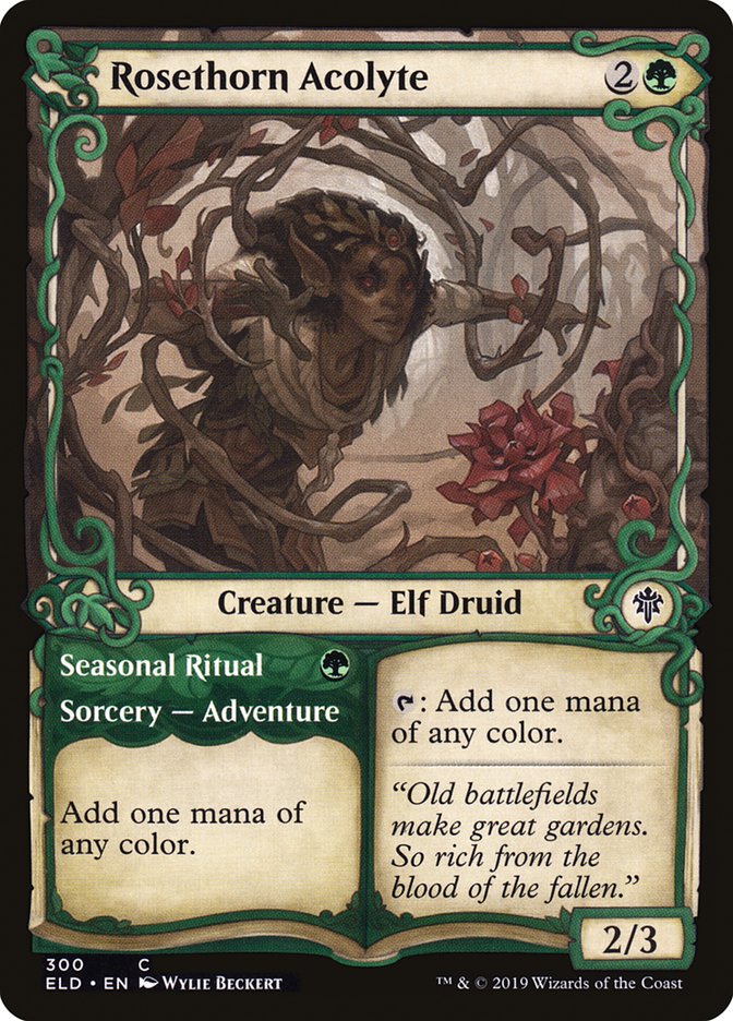 Rosethorn Acolyte // Seasonal Ritual (Showcase) [Throne of Eldraine] | North Game Den