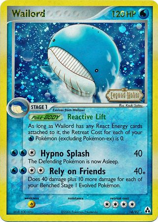 Wailord (14/92) (Stamped) [EX: Legend Maker] | North Game Den