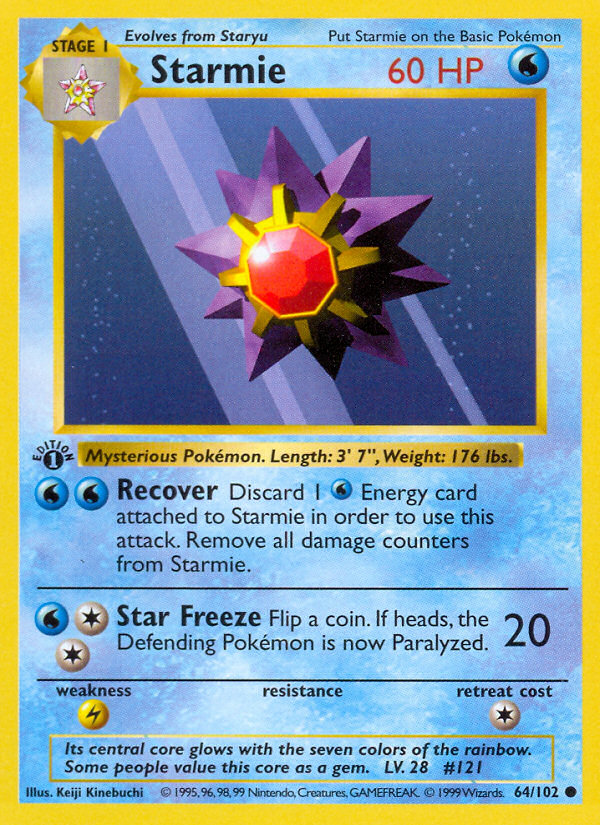 Starmie (64/102) (Shadowless) [Base Set 1st Edition] | North Game Den